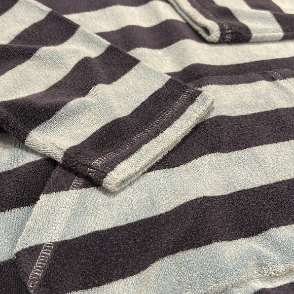 Mini Boden Navy Striped Cotton Toweling Hoodie 7/8 - Picture 2 of 10
